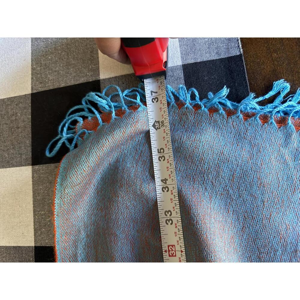 Orange And Turquoise Paisley Patterned Scarf With… - image 6